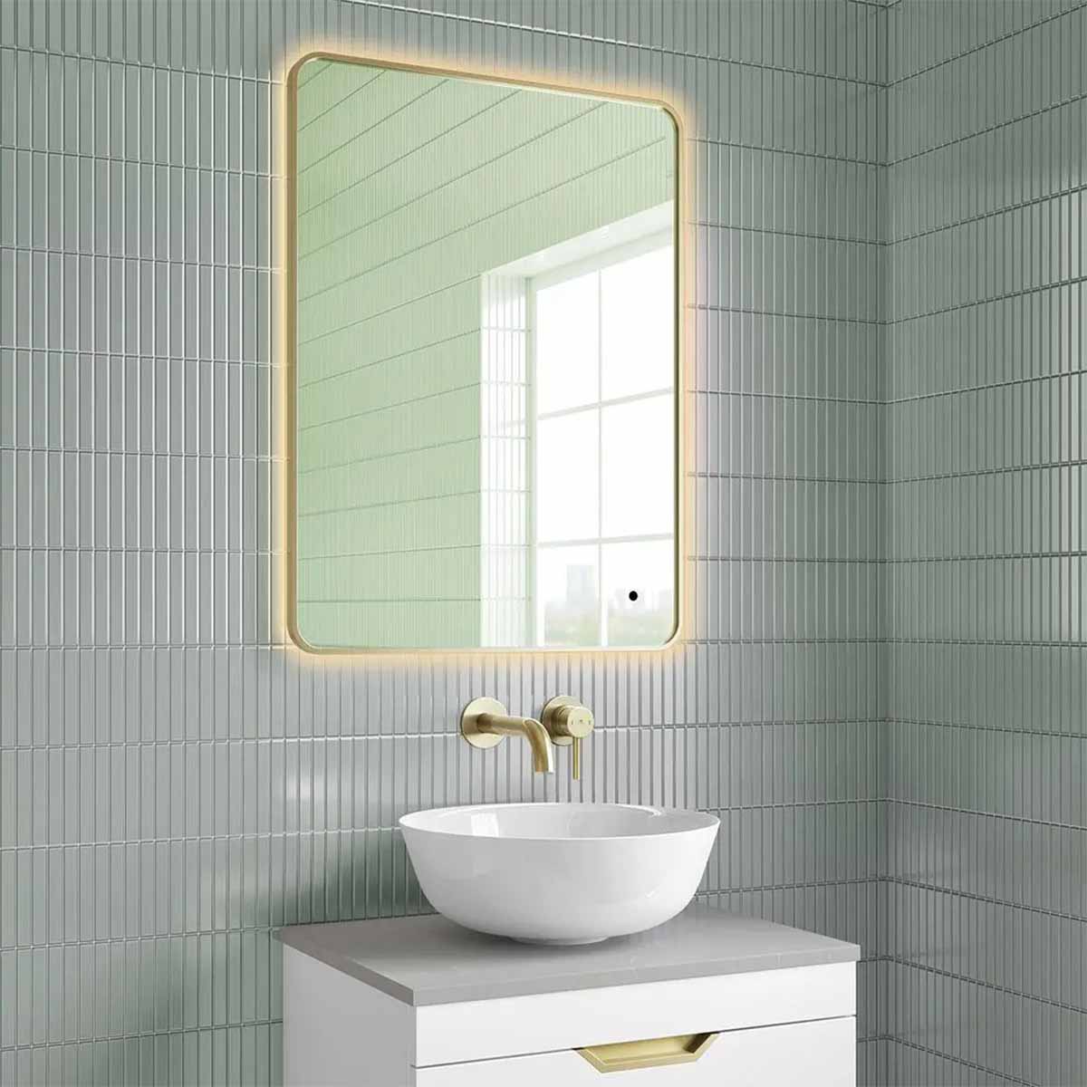 Oro 60 Slimline LED Fog Free Bathroom Mirror Brushed Brass