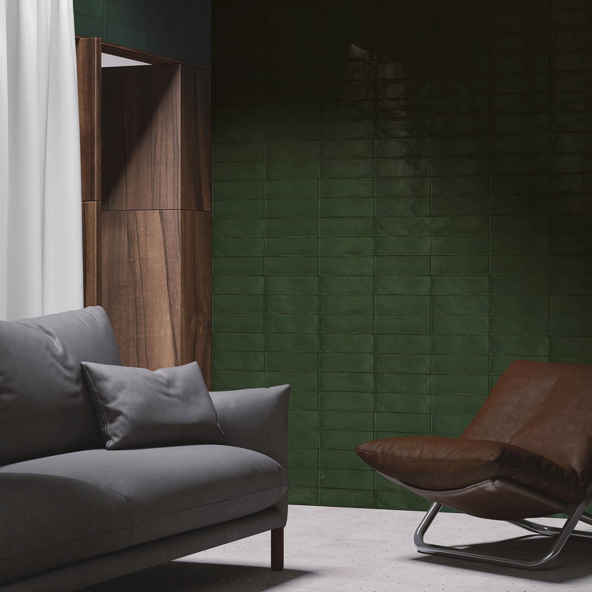 Poitiers Green Wall Tile 7.5x30cm Gloss