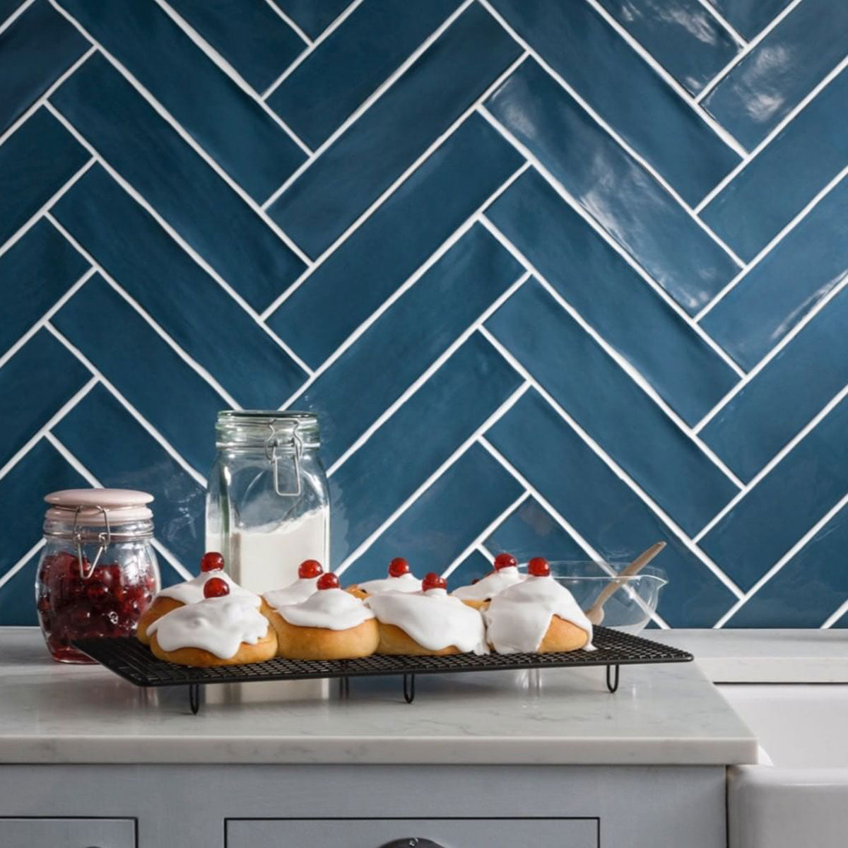 Poitiers Blue Azure Wall Tile Gloss 7.5 x 30cm