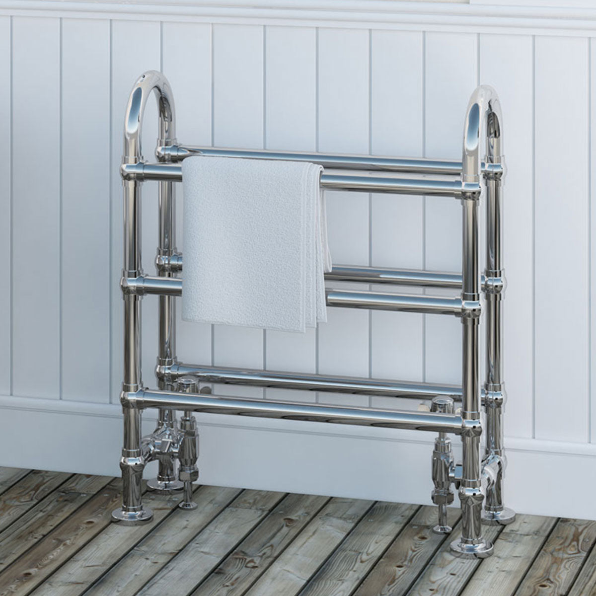 Painswick Traditional Floor Standing Heated Towel Rail Chrome