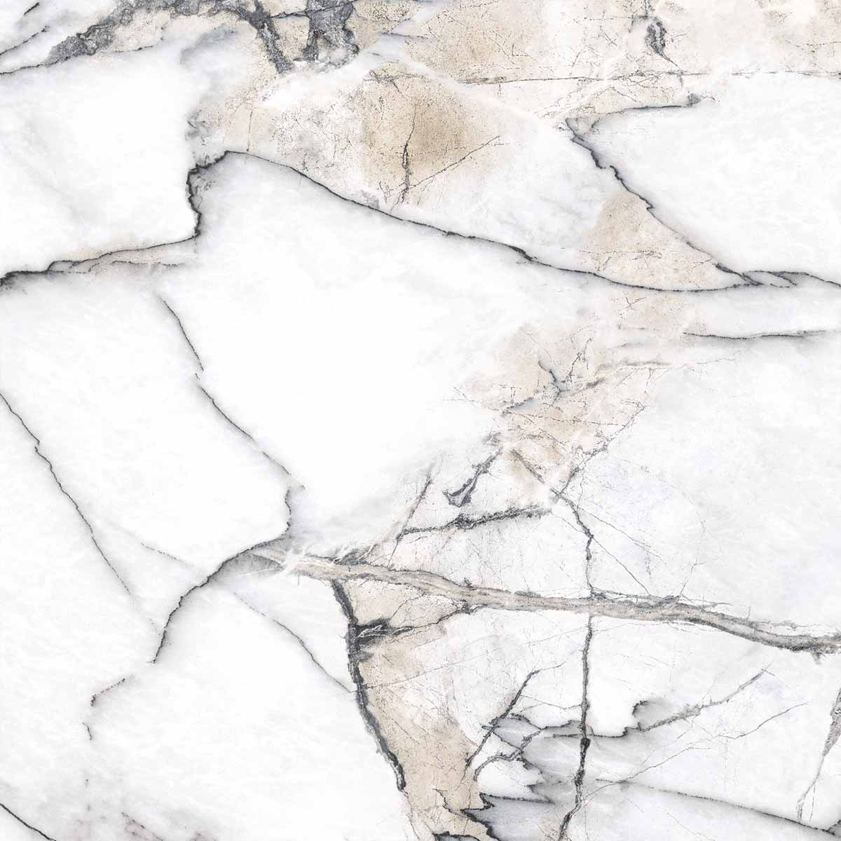 Premiere White 4D Shaped Marble Effect Porcelain Tile Matt 100x100cm