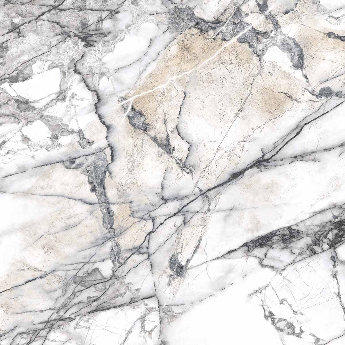 Premiere White 4D Shaped Marble Effect Porcelain Tile Matt 100x100cm