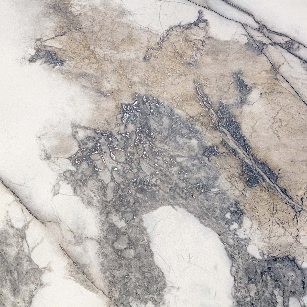 Premiere White 4D Shaped Marble Effect Porcelain Tile Matt 100x100cm Close Up