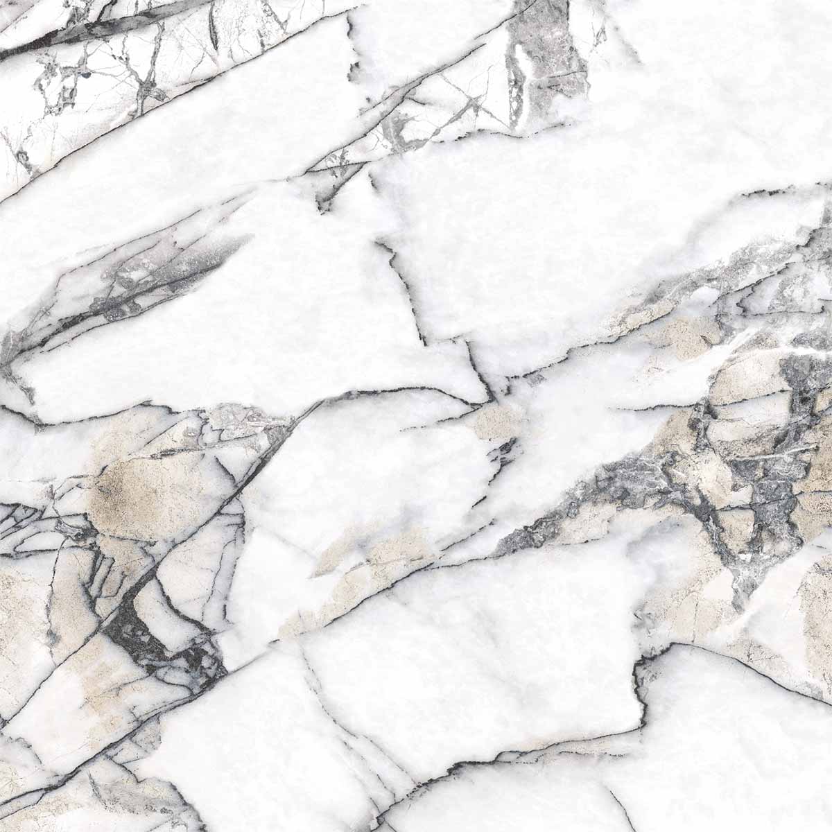 Premiere White 4D Shaped Marble Effect Porcelain Tile Matt 100x100cm