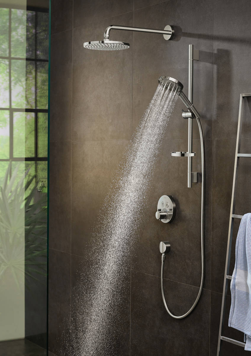 Hansgrohe Powder Rain Overhead Shower With Powder Rail Kit and Round Valve