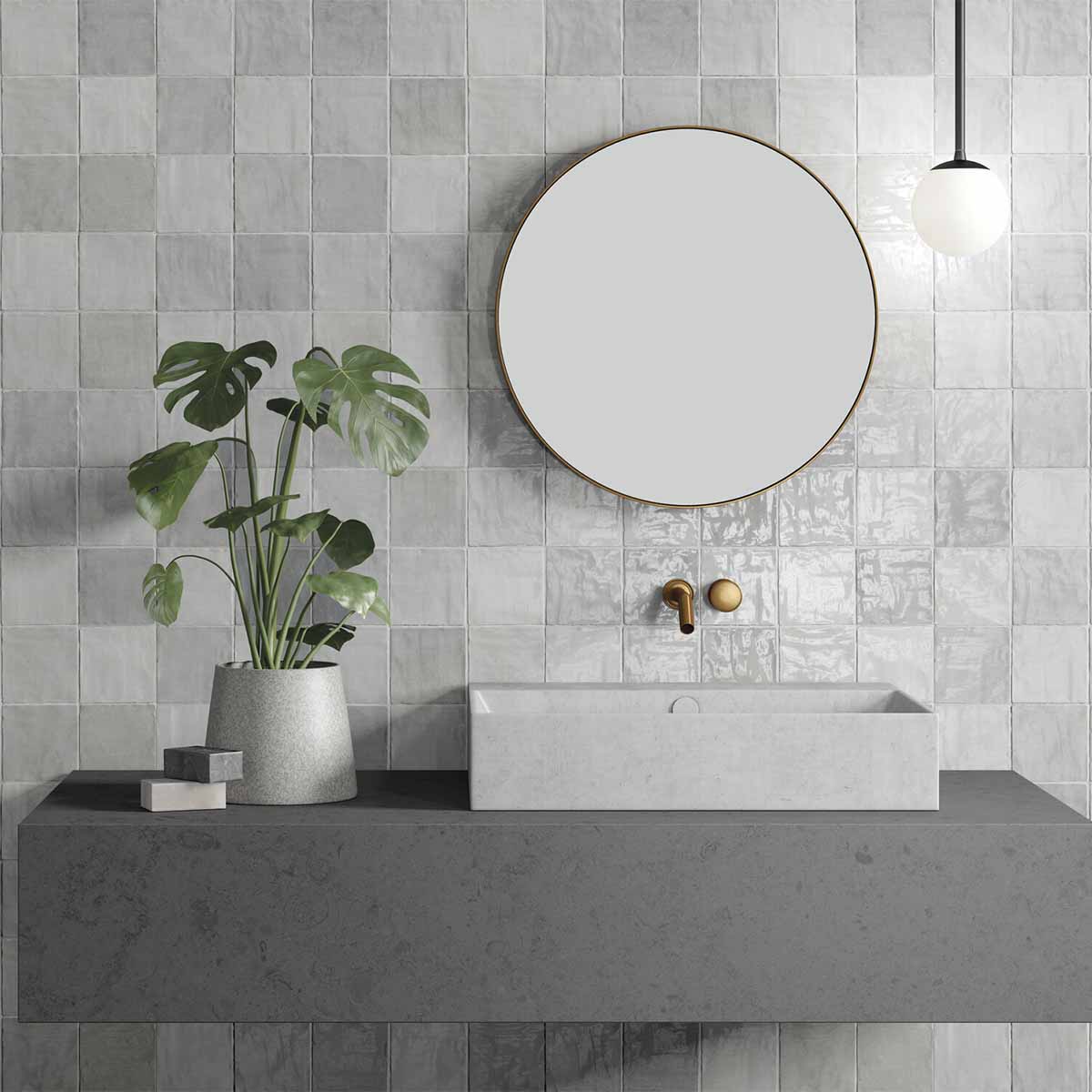 Riad Grey Decor Wall Tile 10x10cm Gloss Lifestyle