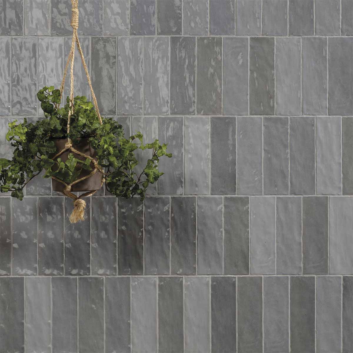 Riad Grey Decor Wall Tile 6.5x20cm Gloss