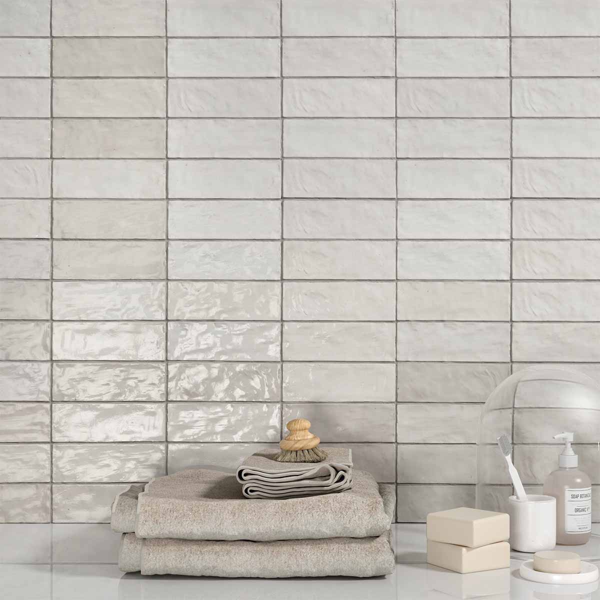 Riad White Decor Wall Tile 6x25cm Gloss Lifestyle