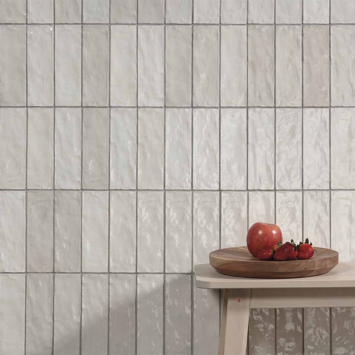 Riad White Decor Wall Tile 6x25cm Gloss Lifestyle