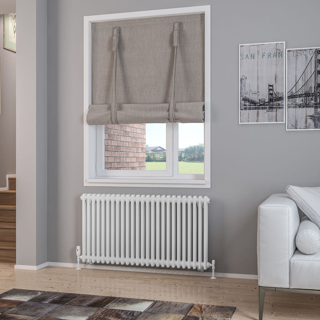 Rivassa Two Column Cast Iron Style Radiator White Gloss