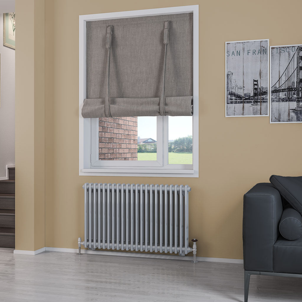 Rivassa Two Column Cast Iron Style Radiator Chrome Effect