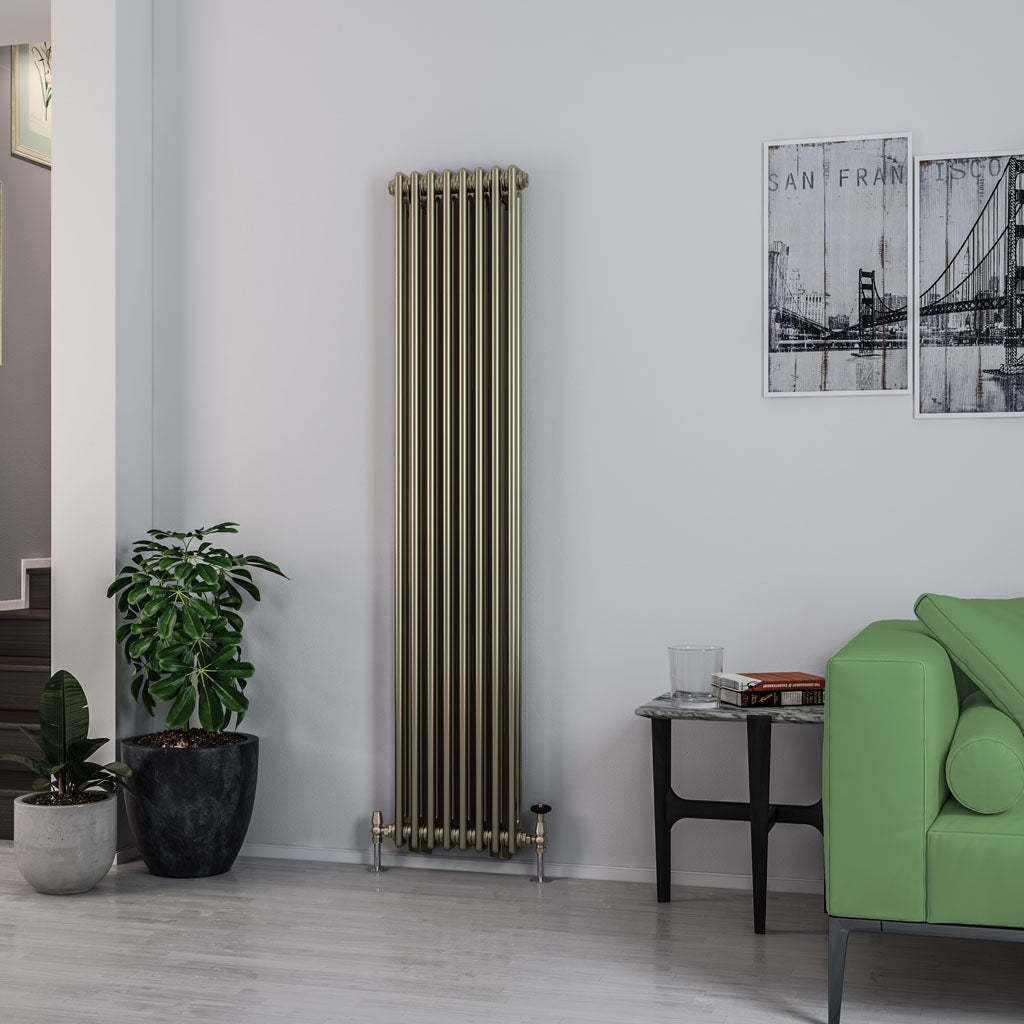 Rivassa Two Column Cast Iron Style Vertical Radiator Bronze Effect