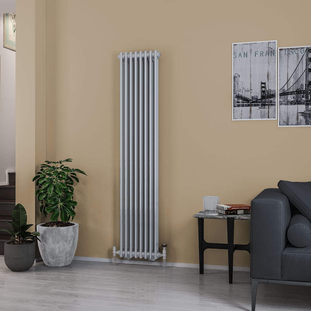 Rivassa Two Column Cast Iron Style Vertical Radiator Chrome