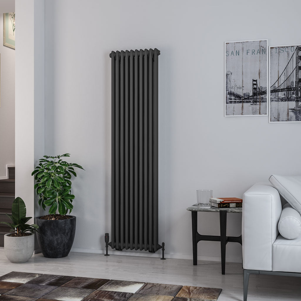 Rivassa Two Column Cast Iron Style Vertical Radiator Matt Anthracite