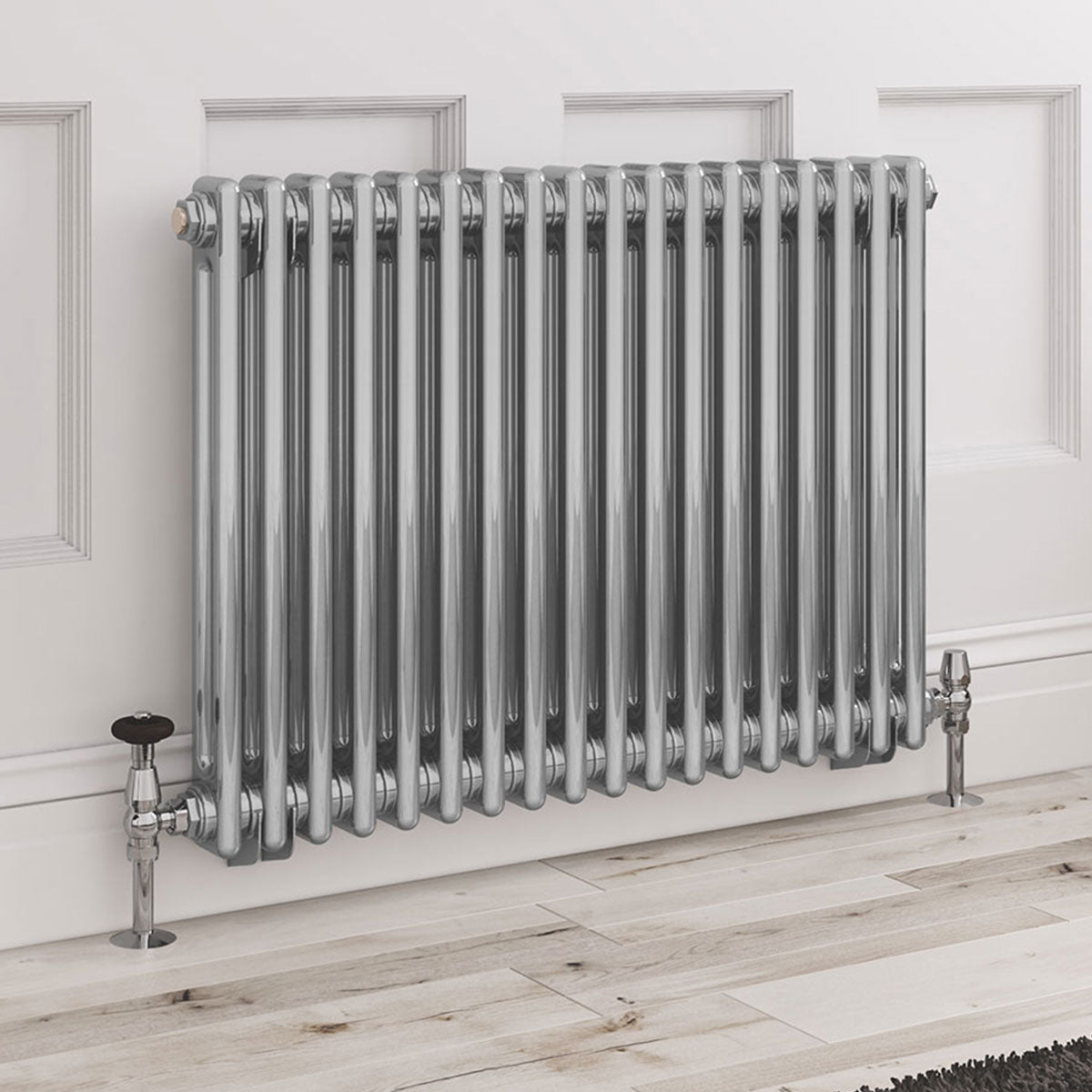 Rivassa Two Column Cast Iron Style Radiator Chrome Effect