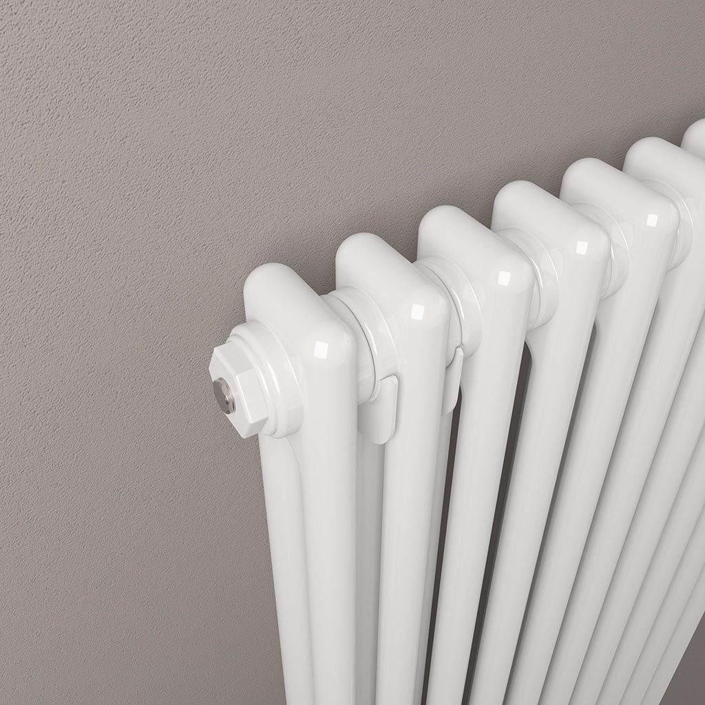 Rivassa Two Column Cast Iron Style Vertical Radiator White Gloss