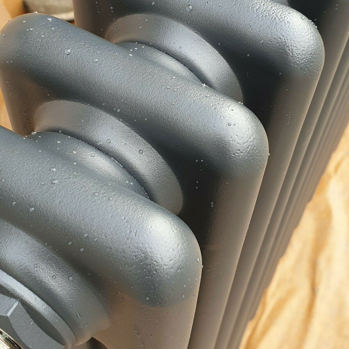 Rivassa Two Column Traditional Vertical Radiator Matt Anthracite Close Up