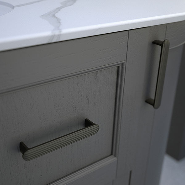 Roseberry Curved Wall Mounted Vanity Unit With Solid Surface Worktop and Undermount Basin - Rose Quartz