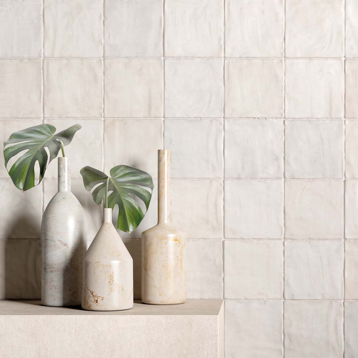 Sahn White Decor Wall Tile 10x10cm Matte
