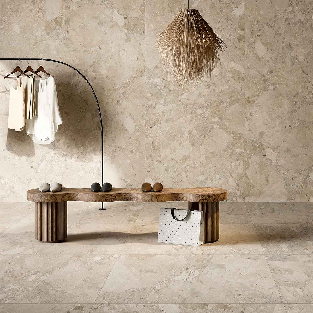 Sassari Beige 60.4x120cm Stone Effect Porcelain Tile Matt Lifestyle