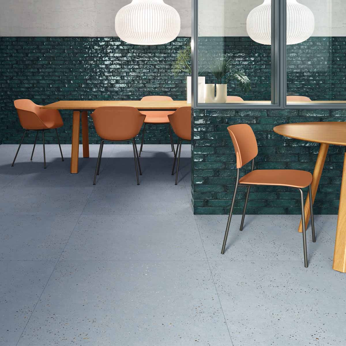 Sensa Blue 4D Shaped Terrazzo Effect Porcelain Tile 90x90cm Matt