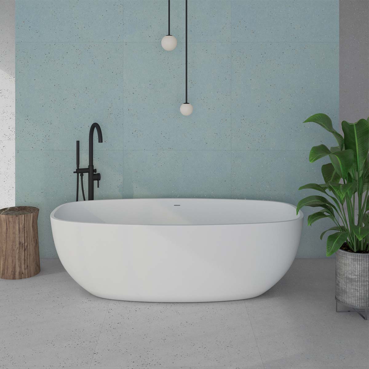 Sensa Green 4D Shaped Terrazzo Effect Porcelain Tile 90x90cm Matte