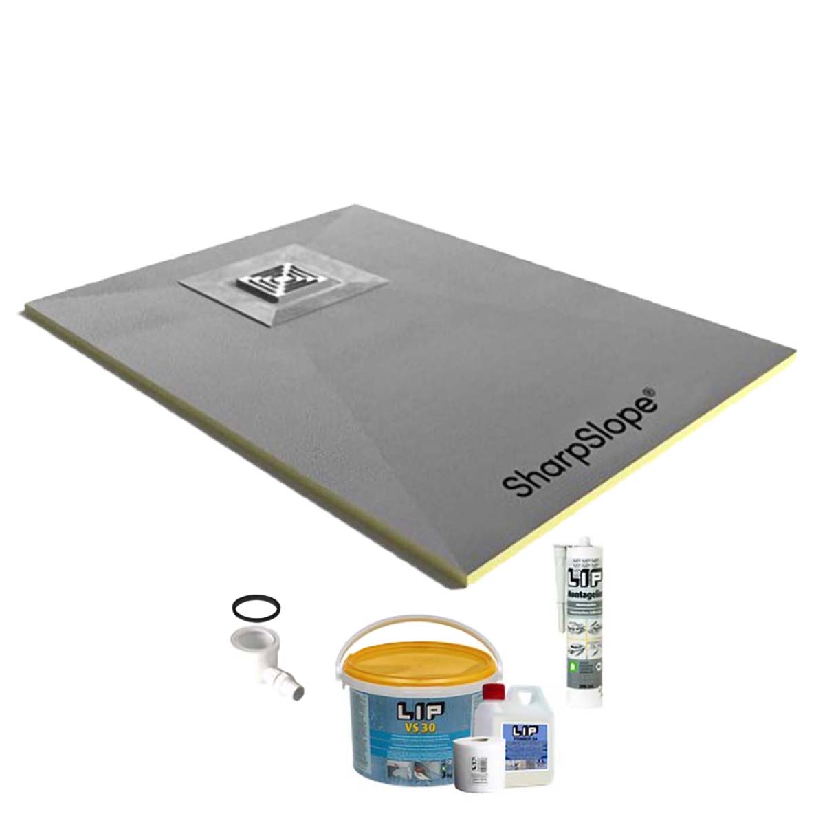 SharpSlope Wet Room Shower Tray Base Kit Square Panel Drain