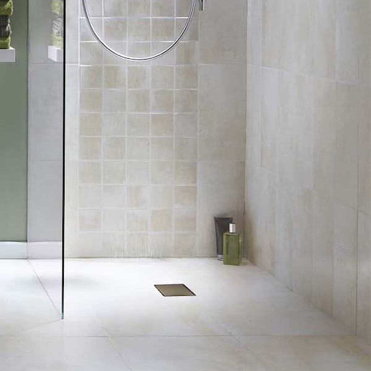 SharpSlope Wet Room Shower Tray Base Kit Square Panel Drain Lifestyle