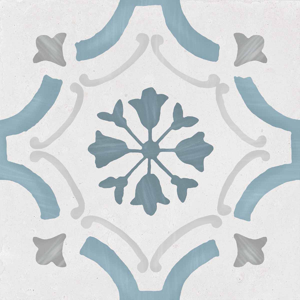 Sirocco Blue Ornate Pattern Porcelain Tile 22x22cm Matte