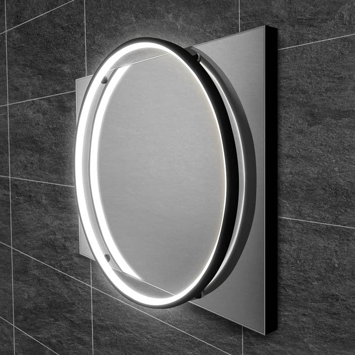 HiB Solas LED Illuminated Black Frame Mirror With Demister Pad