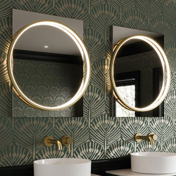HiB Solas Brushed Brass Frame LED Illuminated Mirror With Demister Pad