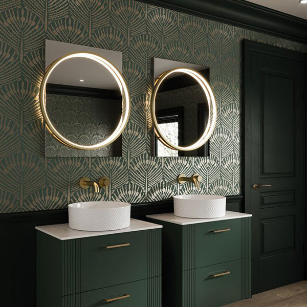 Solas Round Illuminated Bathroom Mirror - Brushed Brass
