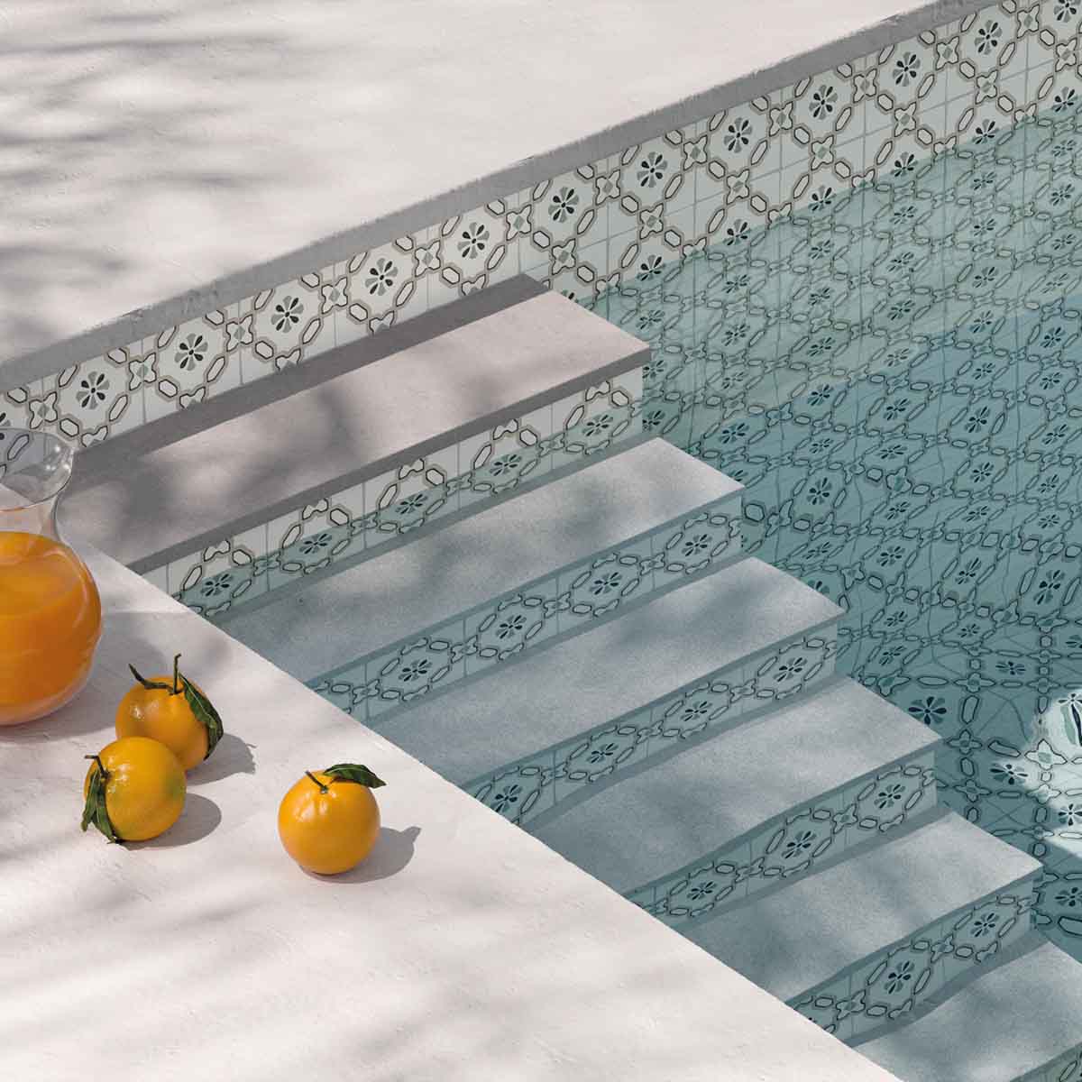 Tanger Sand Lilly Pattern Porcelain Tile 12.3 x 12.3cm Matte