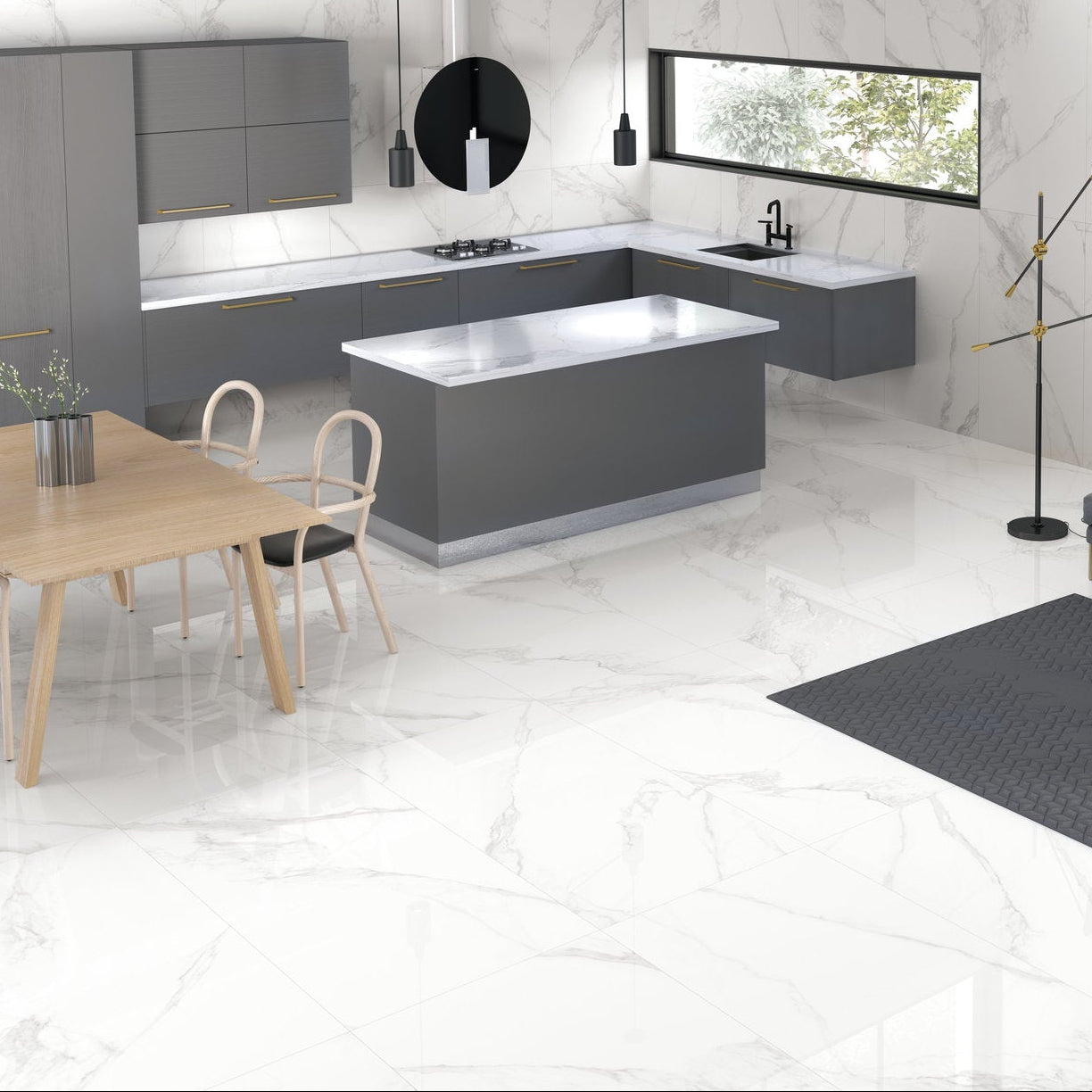 Torano Bianco Marble Effect Tile Polished 60 x 120cm
