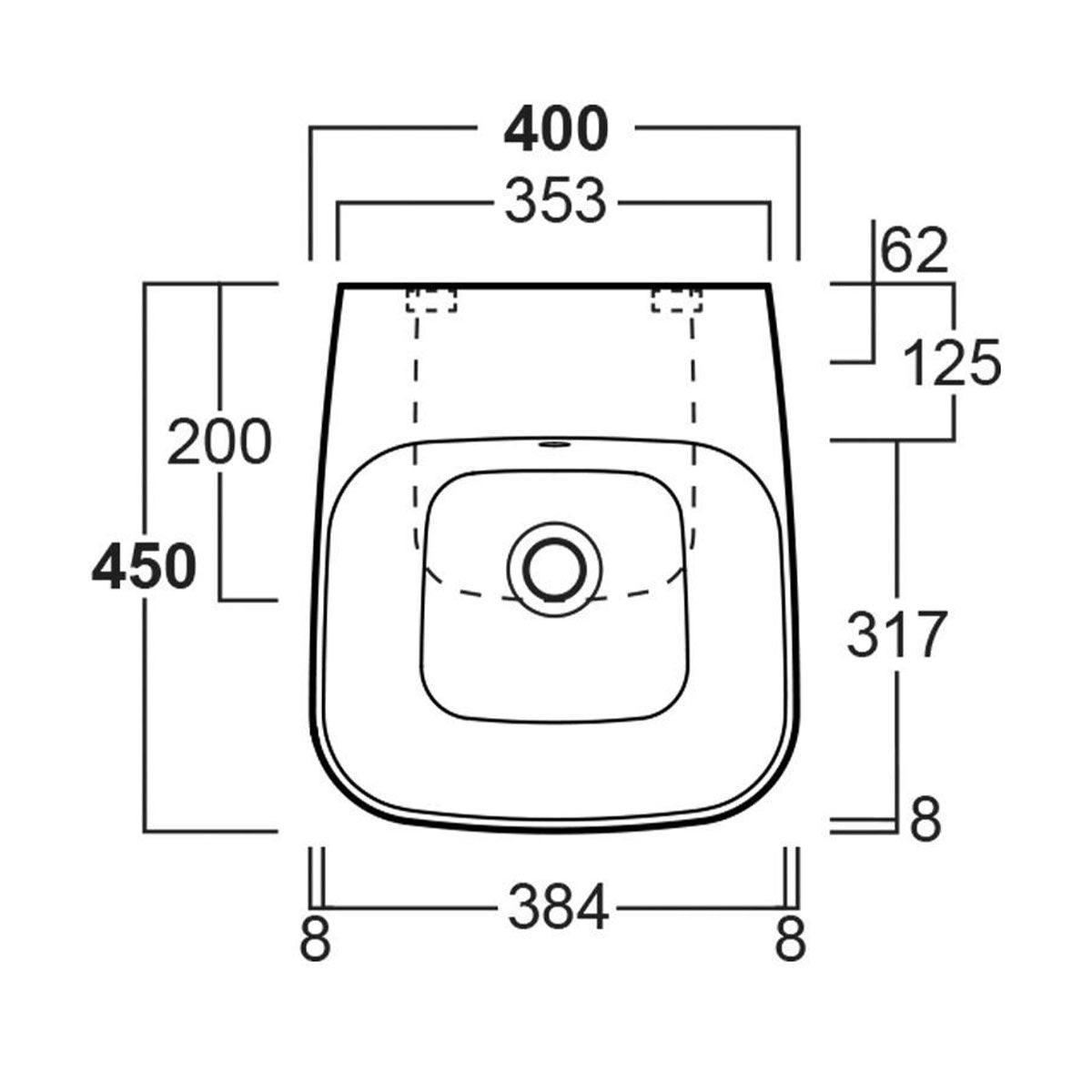 Toro Wall Mounted Basin Dimensions Side