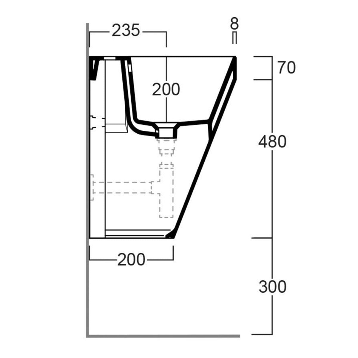 Toro Wall Mounted Basin Dimensions Top