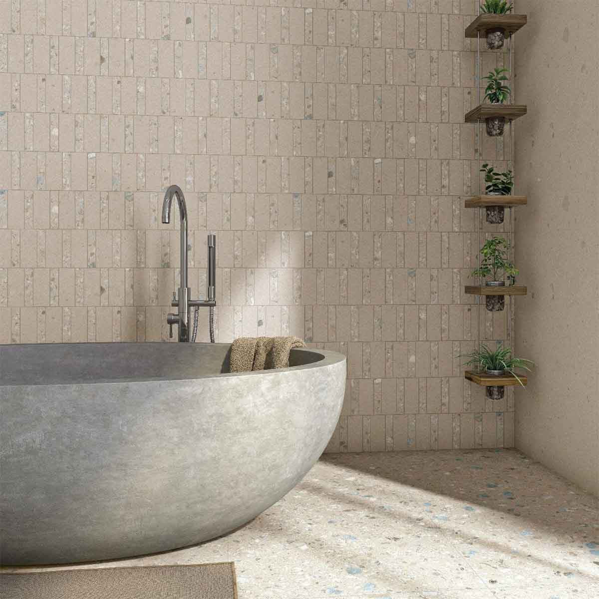 Vives Janty Crema Terrazzo Effect Porcelain Tile 80x80cm Matt Lifestyle