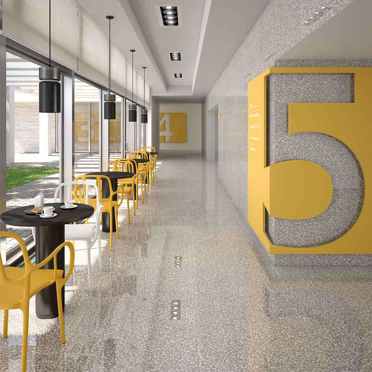 Vives Portofino-SPR Cemento Terrazzo Effect Porcelain Tile 59x59cm Semi-Polished Lifestyle