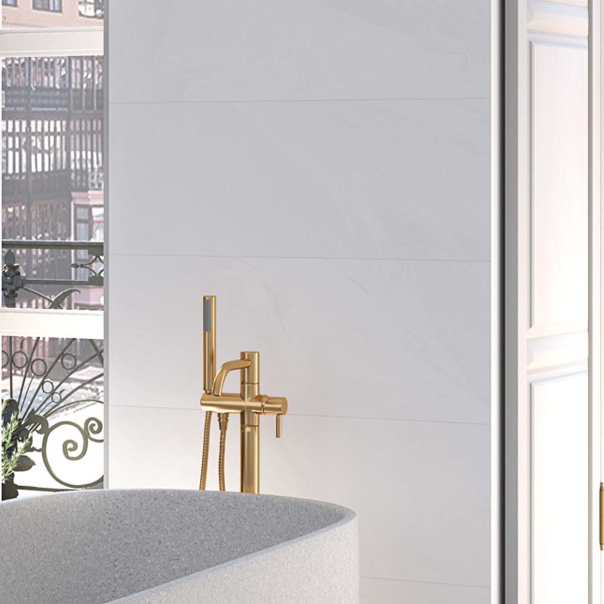 Vives Stravaganza Blanco Stone Effect White Body Decor Wall Tile 45x120cm Matt