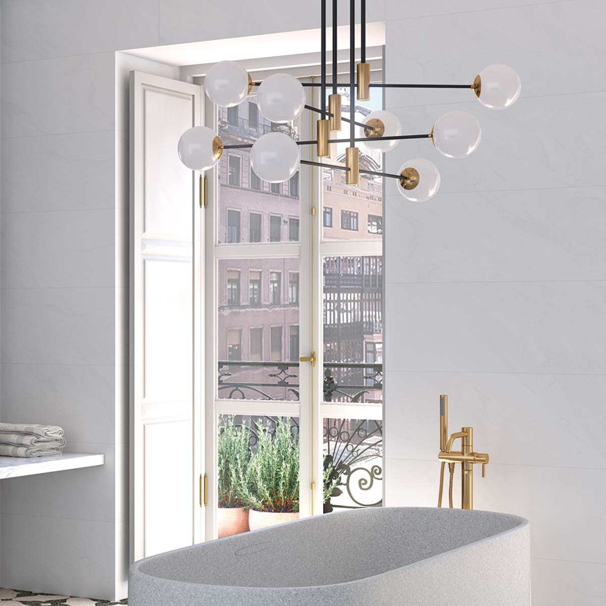 Vives Stravaganza Blanco Stone Effect White Body Decor Wall Tile 45x120cm Matt Lifestyle