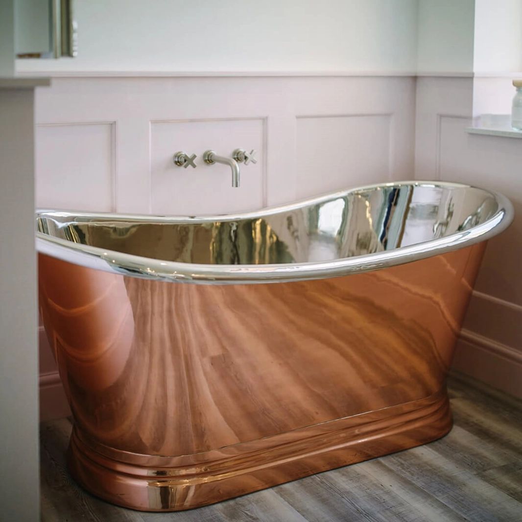 BC Designs Copper Nickel Traditional Roll Top Double Ended Freestanding Bath