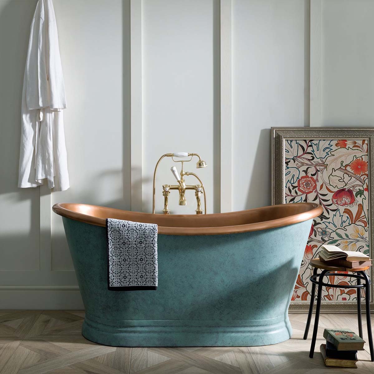 bcdesigns verdigris green copper boat bath