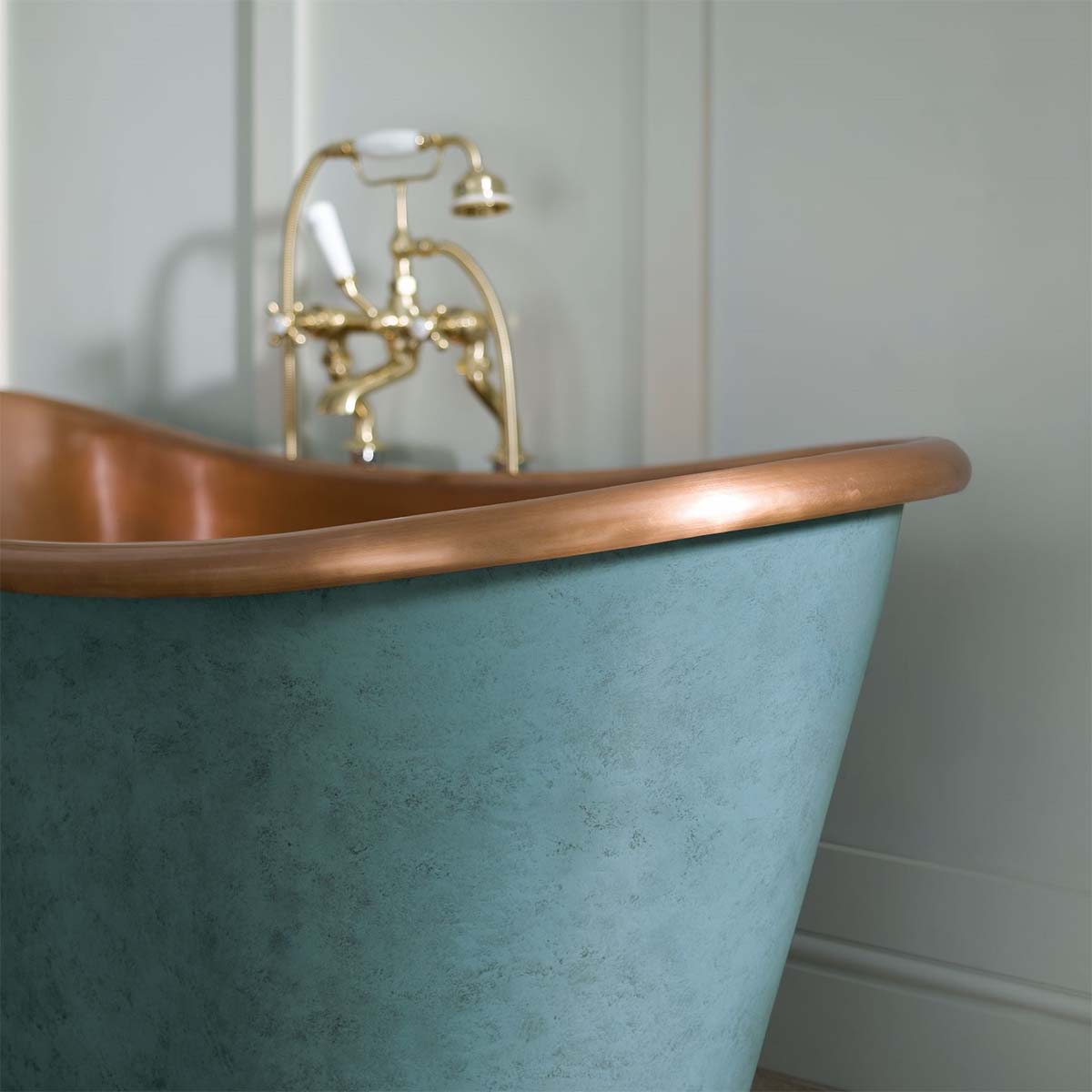 bcdesigns verdigris green copper boat bath