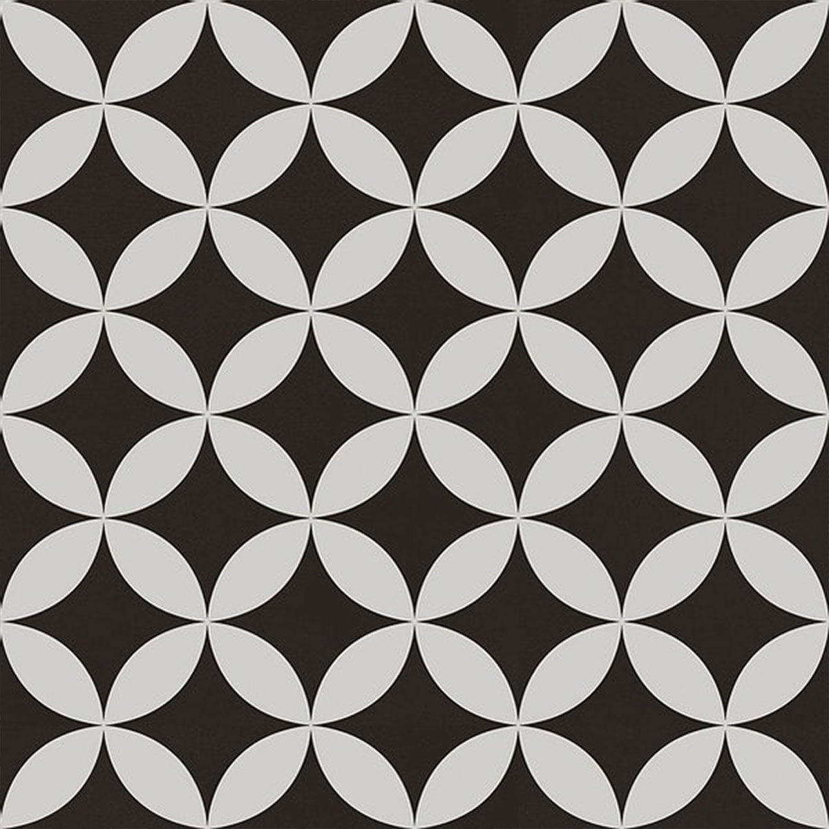 Laura Ashley Inspired Beatrice Black And White Pattern Porcelain Matt Floor Tile 33cm x 33cm