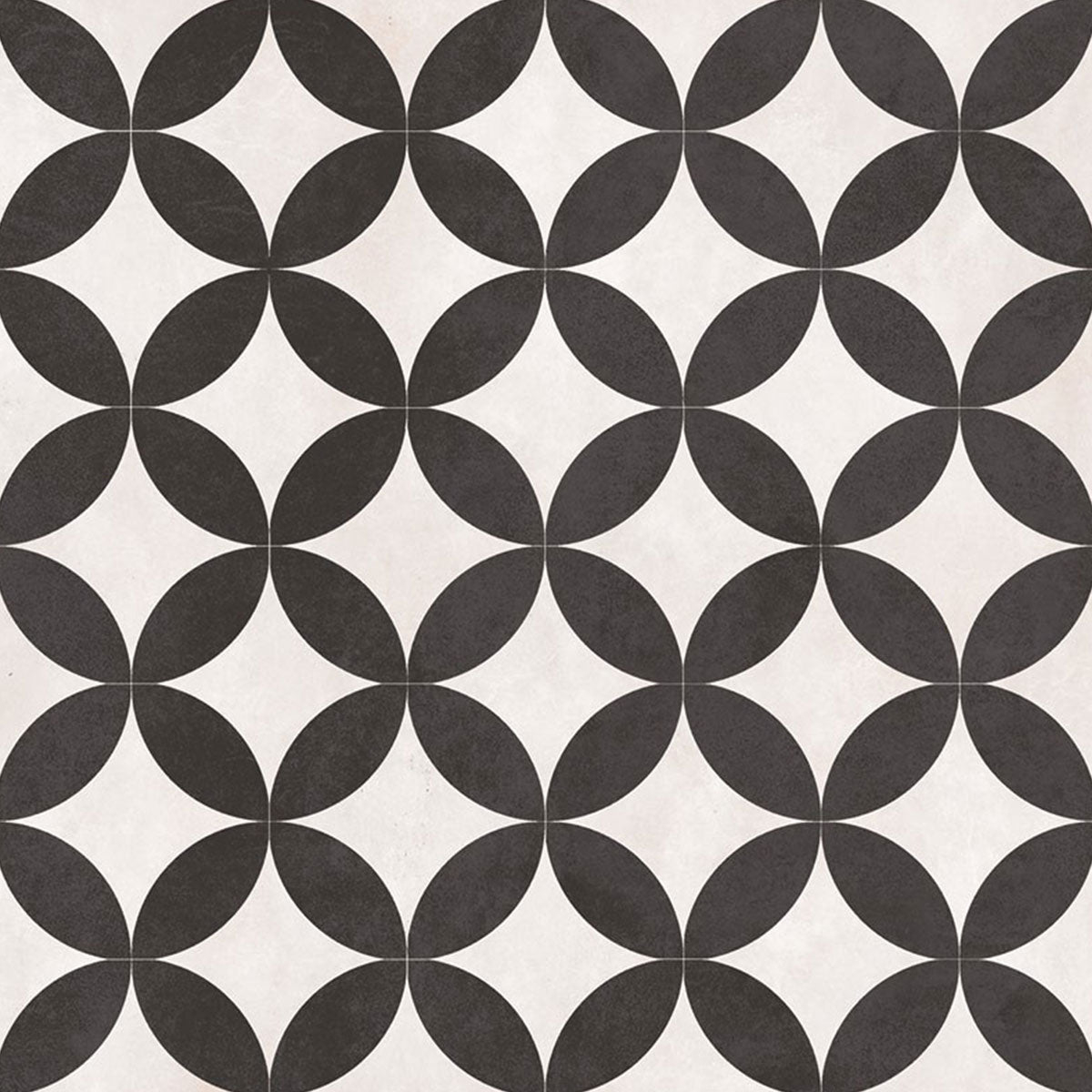 Laura Ashley Inspired Bertie White And Black Pattern Porcelain Matt Floor Tile 33cm x 33cm