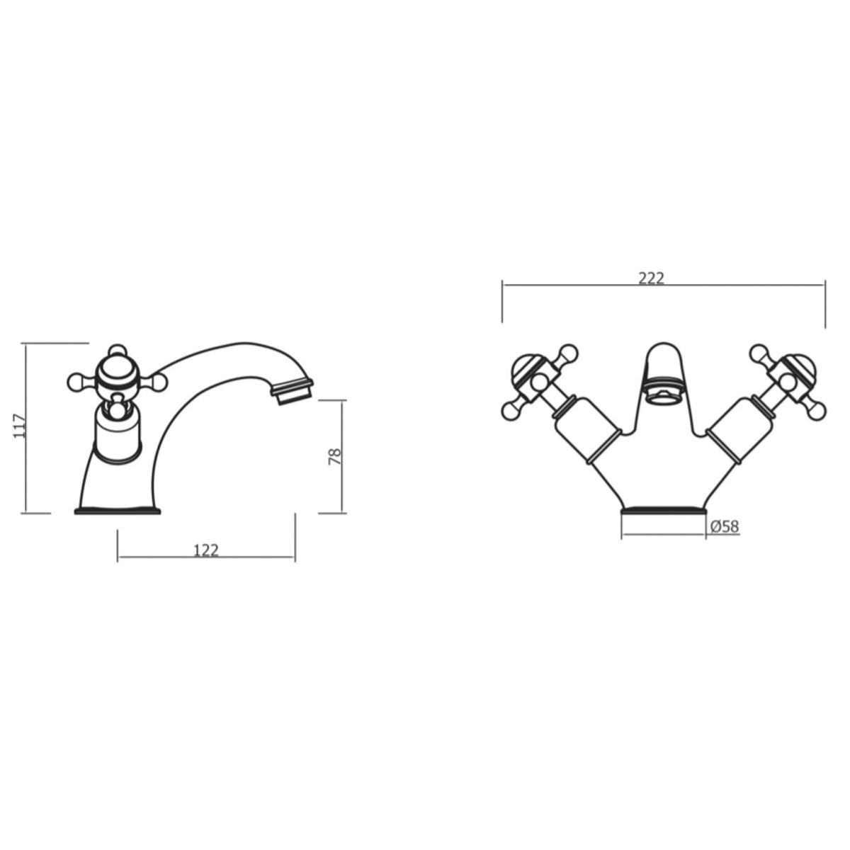 Crosswater Belgravia Crosshead Basin Mono Mixer With Pop Up Waste