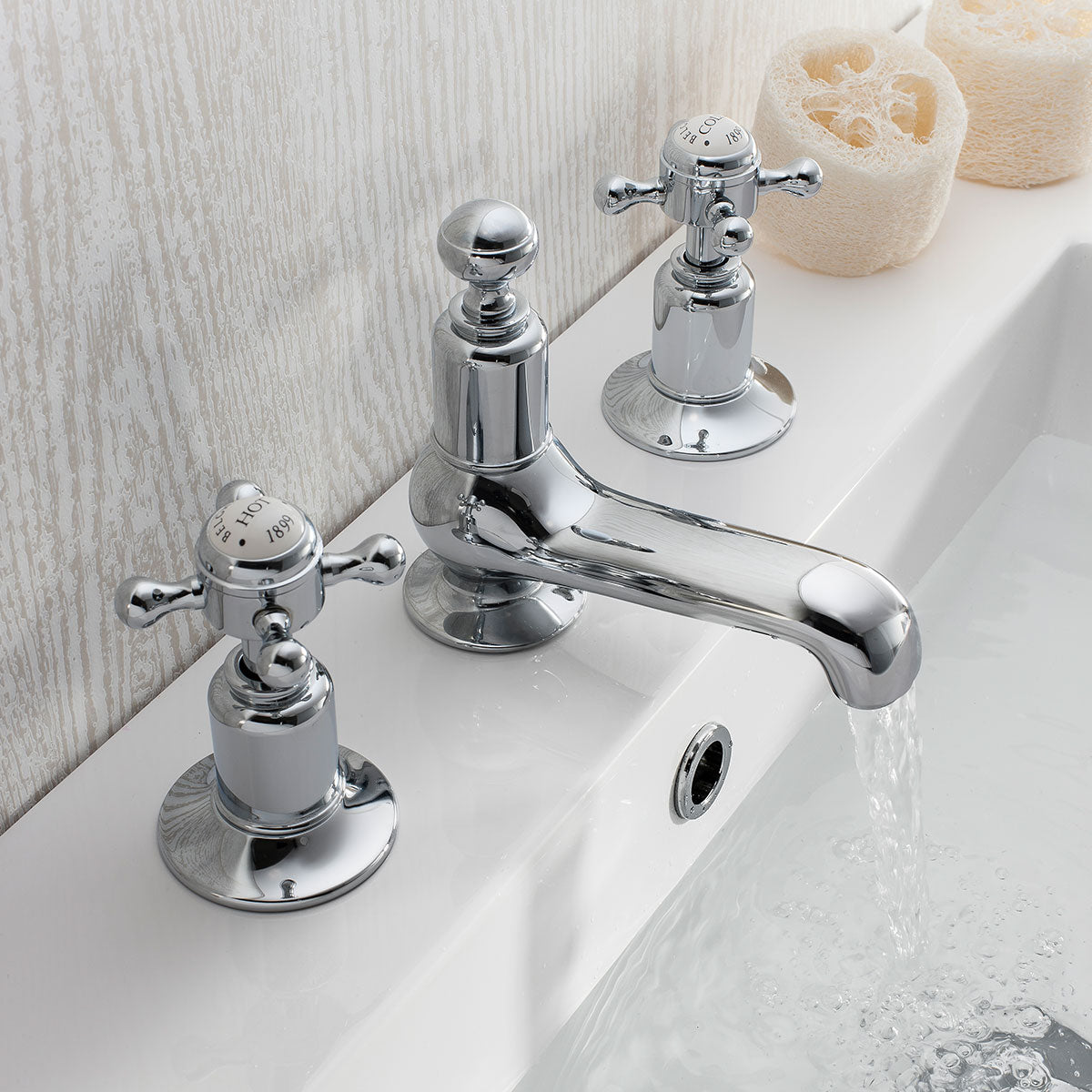Crosswater Belgravia Crosshead 3 Tap Hole Basin Mixer Set With Pop Up Waste
