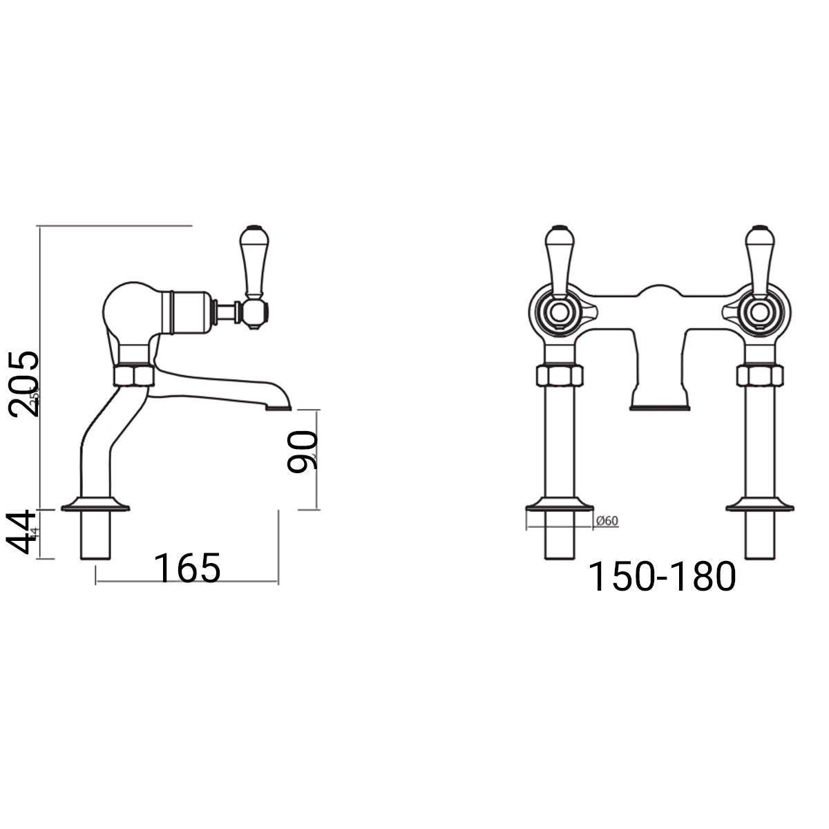 Crosswater Belgravia Lever Bath Filler - Chrome