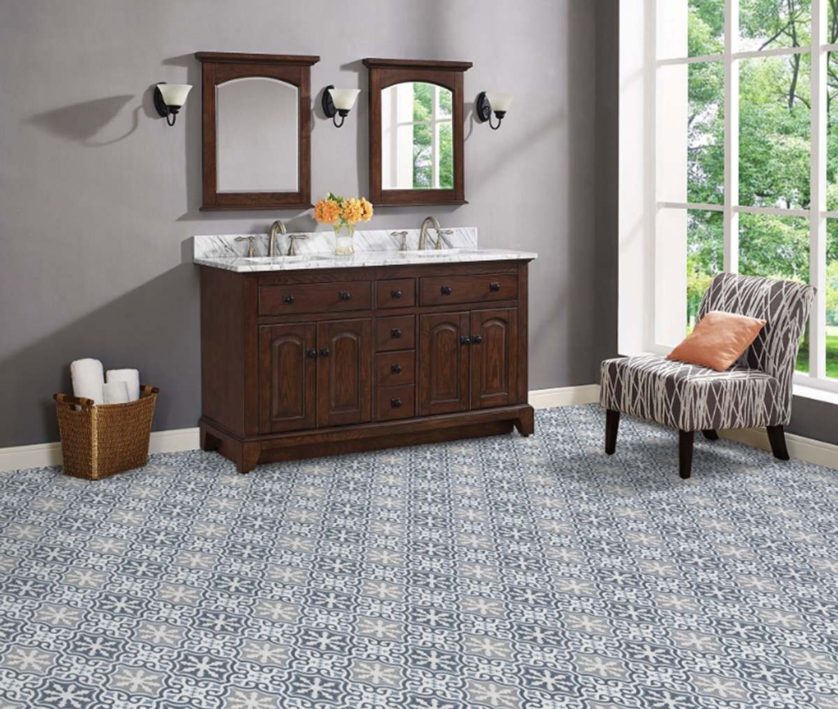 Briana Marine Matt Wall & Floor Porcelain Tile 45 x 45cm