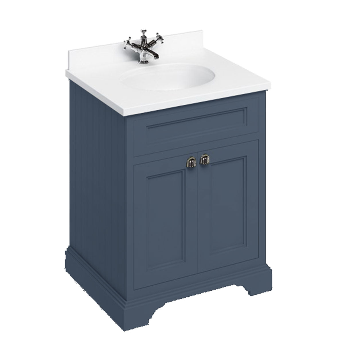 Burlington Floor Standing 650 Two Door Vanity Unit With White Marble Worktop and Integrated Basin Deluxe Bathrooms Ireland